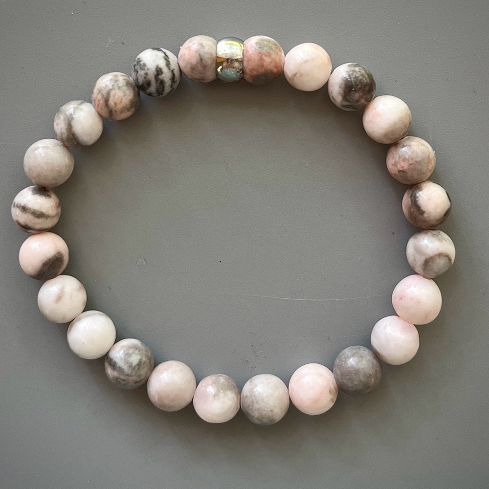 Pink Zebra Jasper Handcrafted Beaded Bracelet